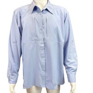 World Wide Sportsman Mens XXL Long Sleeve Fishing Shirt Light Blue UPF 30